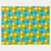 Aqua and Yellow Metallic look Squares met Gold Fleece Deken (Voorkant (Horizontaal))