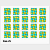 Aqua and Yellow Metallic look Squares Vierkante Sticker (Vel)