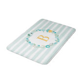 Aqua and Yellow Monogrammed Floral Wreath Badmat (Gekanteld)