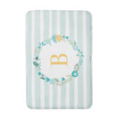 Aqua and Yellow Monogrammed Floral Wreath Badmat (Voorkant Verticaal)