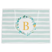 Aqua and Yellow Monogrammed Floral Wreath Large Cadeautasje (Voorkant)