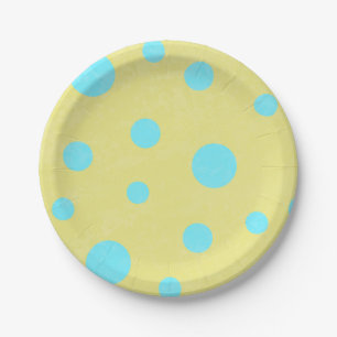 Aqua and Yellow Polka Dots Papieren Bordje