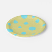 Aqua and Yellow Polka Dots Papieren Bordje (Gekanteld)
