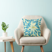 Aqua and Yellow Starburst Modern Flower Pillow Kussen (Stoel)