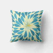 Aqua and Yellow Starburst Modern Flower Pillow Kussen (Achterkant)