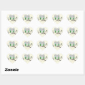 Aqua & Appelgroene Vintage Vogels Trouwstickers Hart Sticker (Vel)