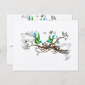 Aqua & Apple Green  Tortelduifjes bruiloft RSVP (Voorkant / Achterkant)