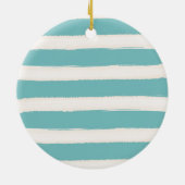 Aqua Aquarel Strand Strepen Goud Bloemen Anker Keramisch Ornament (Achterkant)