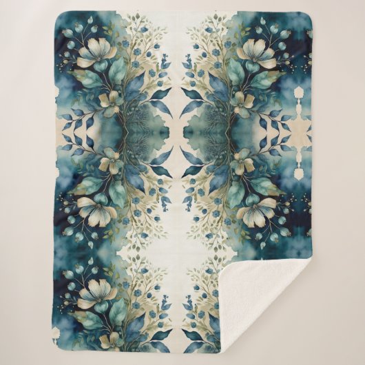 Aqua Arboretum Captivating Foliage Sherpa Deken (Voorkant)