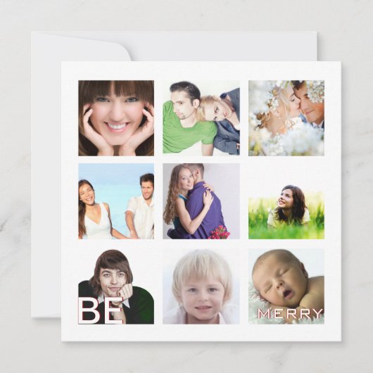 Aqua Arrows Photo Collage Holiday Cards Feestdagenkaart (Voorkant)