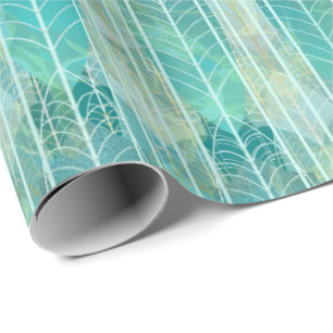 Aqua Art Deco Scene met Echoes of Gatsby Cadeaupapier