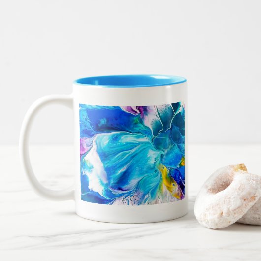 Aqua Art Design Coffee Mug Tweekleurige Koffiemok (Met donut)