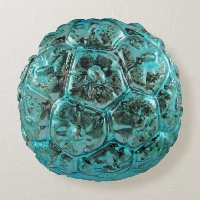  Aqua Art Glass kerstversiering Rond Kussen (Voorkant)