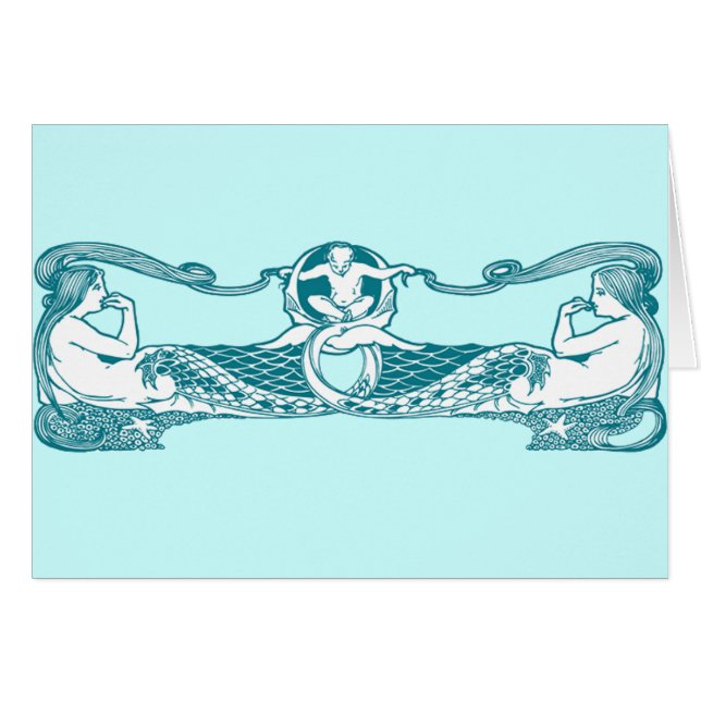 Aqua Art Nouveau Mermaids (Voorkant Horizontaal)