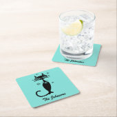 Aqua Atomair Retro Kat Drink Ondersetjes Kartonnen Onderzetters (Insitu)