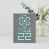 Aqua Atomic Chalkboard Table Number Briefkaart (Staand voorkant)