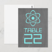 Aqua Atomic Chalkboard Table Number Briefkaart (Voorkant / Achterkant)