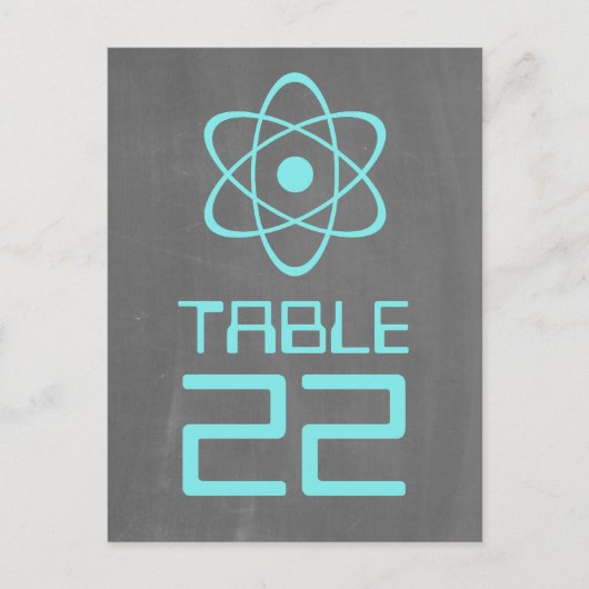 Aqua Atomic Chalkboard Table Number Briefkaart (Voorkant)