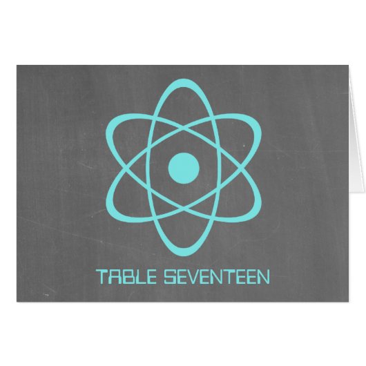 Aqua Atomic Chalkboard Table Number Kaart (Voorkant Horizontaal)