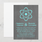 Aqua Atomic Chalkboard Wedding Invite Kaart (Voorkant / Achterkant)