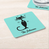 Aqua Atomic Retro Kat Drink Coasters Kartonnen Onderzetters (Schuin)