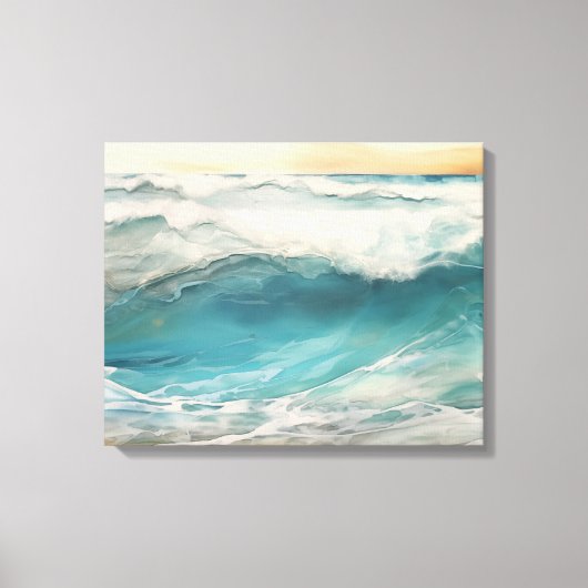 Aqua Awakening Encaustic Painting, een digitale oc Canvas Afdruk (Voorkant)