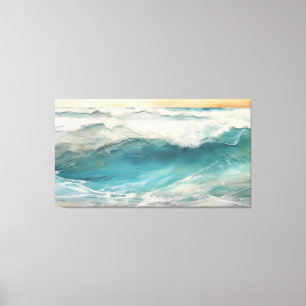 Aqua Awakening Encaustic Painting, een digitale oc Canvas Afdruk