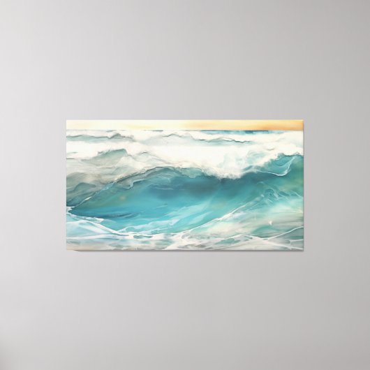 Aqua Awakening Encaustic Painting, een digitale oc Canvas Afdruk (Voorkant)