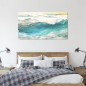 Aqua Awakening Encaustic Painting, een digitale oc Canvas Afdruk (Insitu (Slaapkamer))