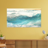 Aqua Awakening Encaustic Painting, een digitale oc Canvas Afdruk (Insitu (Woonkamer))