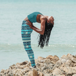 Aqua Aztec Tribal Leggings