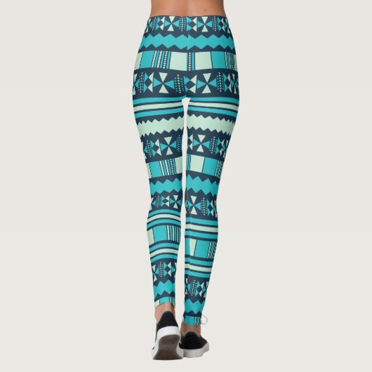Aqua Aztec Tribal Leggings (Achterkant)