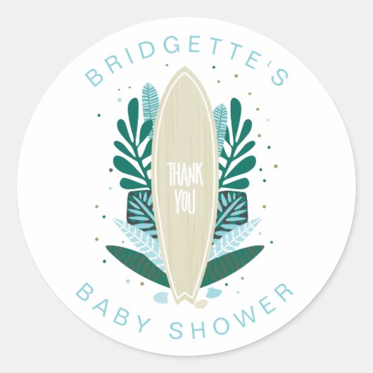 Aqua Baby aan boord Dank u Klassieke Ronde Sticker (Voorkant)