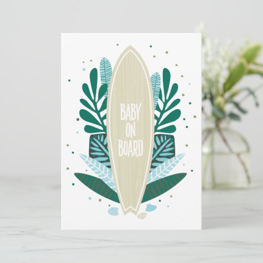 Aqua Baby aan boord van Baby shower Uitnodiging (Staand voorkant)