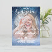 Aqua Baby Blauw Triple Glitter Ombre Foto Zoet 16 Kaart (Staand voorkant)