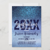 Aqua Baby Blue Triple Glitter Ombre Afstuderen Kaart (Voorkant)