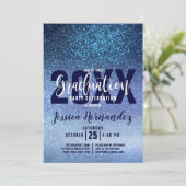 Aqua Baby Blue Triple Glitter Ombre Afstuderen Kaart (Staand voorkant)