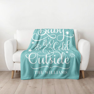 Aqua Baby Het Is Koud Buiten Familienaam Fleece Deken