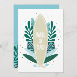 Aqua Baby On Board Twins Baby shower Uitnodiging