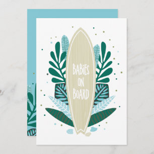 Aqua Baby On Board Twins Baby shower Uitnodiging