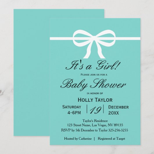 Aqua Baby shower Uitnodiging (Voorkant / Achterkant)