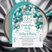 Aqua Balloons Class Year Graduation Party Kaart