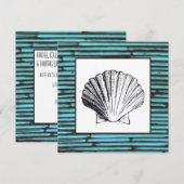 Aqua Bamboo Zee Shell Wedding Invitation Kaart (Voorkant / Achterkant)