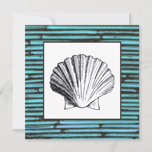 Aqua Bamboo Zee Shell Wedding Invitation Kaart (Voorkant)