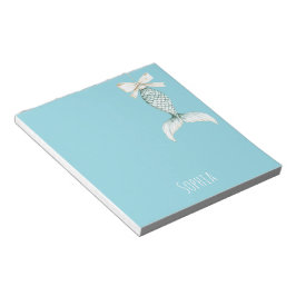 Aqua Beach Blauw Witte Zeemeermin Notitieblok