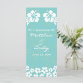 Aqua Beach Bloemen Trouwprogramma Programmakaart (Staand voorkant)