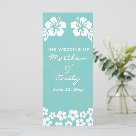 Aqua Beach Bloemen Trouwprogramma Programmakaart (Staand voorkant)