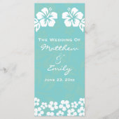 Aqua Beach Bloemen Trouwprogramma Programmakaart (Voorkant)