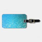 Aqua Beach Blue Summer Glitter Bagagelabel (Voorkant horizontaal)