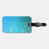 Aqua Beach Blue Summer Glitter Bagagelabel (Achterkant horizontaal)